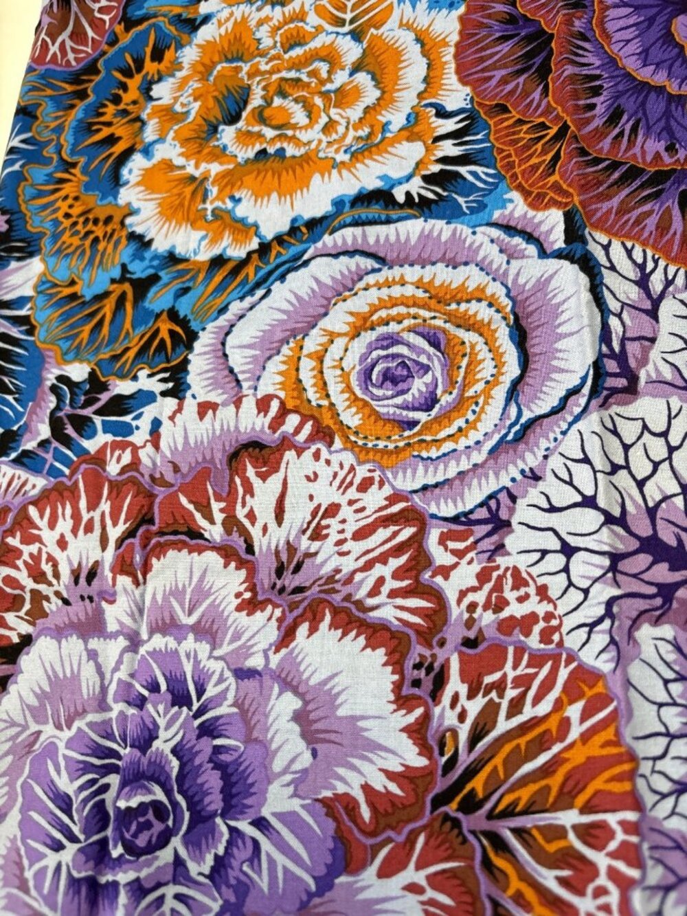 Kaffe Fassett Brassica Rowan Quilting Cotton Fabric 18x42" Purple Orange Floral - Picture 6 of 14